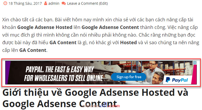chèn quảng cáo google adsense vào trang web wordpress