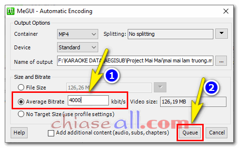 set bitrare khi encode bằng megui