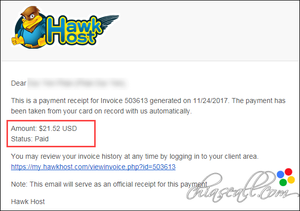 hoàn tất đăng ký Hosting Hawkhost