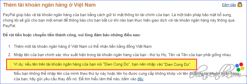thêm tài khoản ngân hàng trên paypal