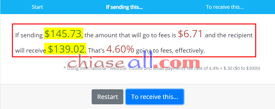 Tính toán phí chuyển tiền về Paypal