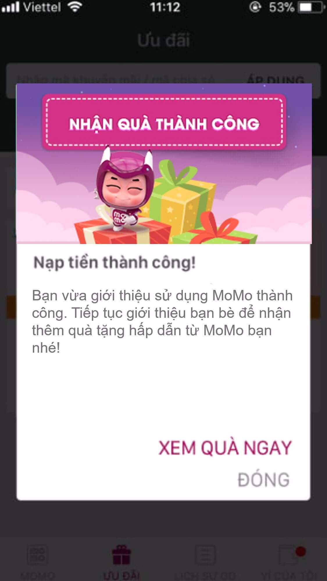 thẻ quà tặng MoMo