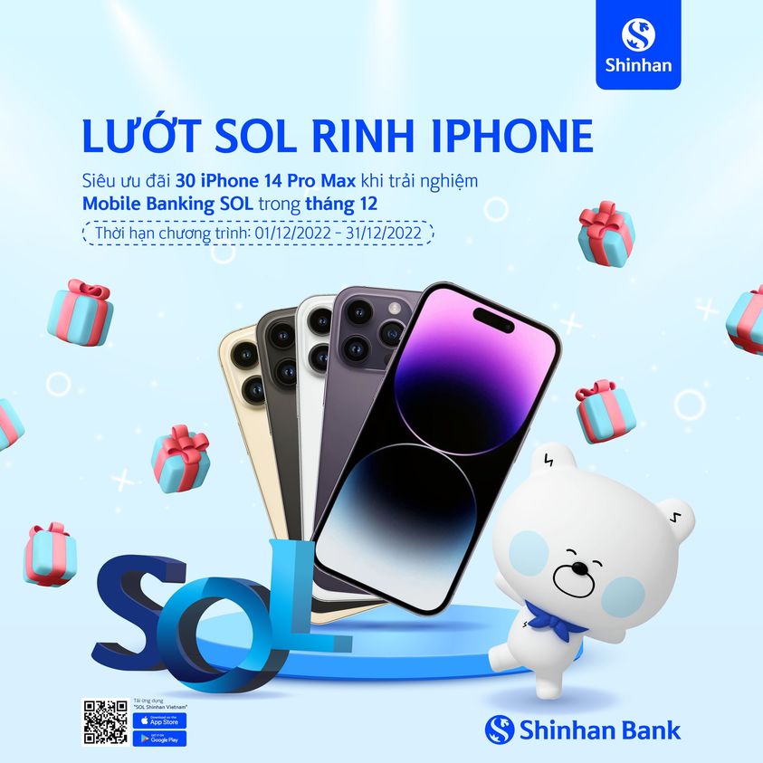 Lướt SOL Shinhan bank rinh iPhone 14 Pro Max