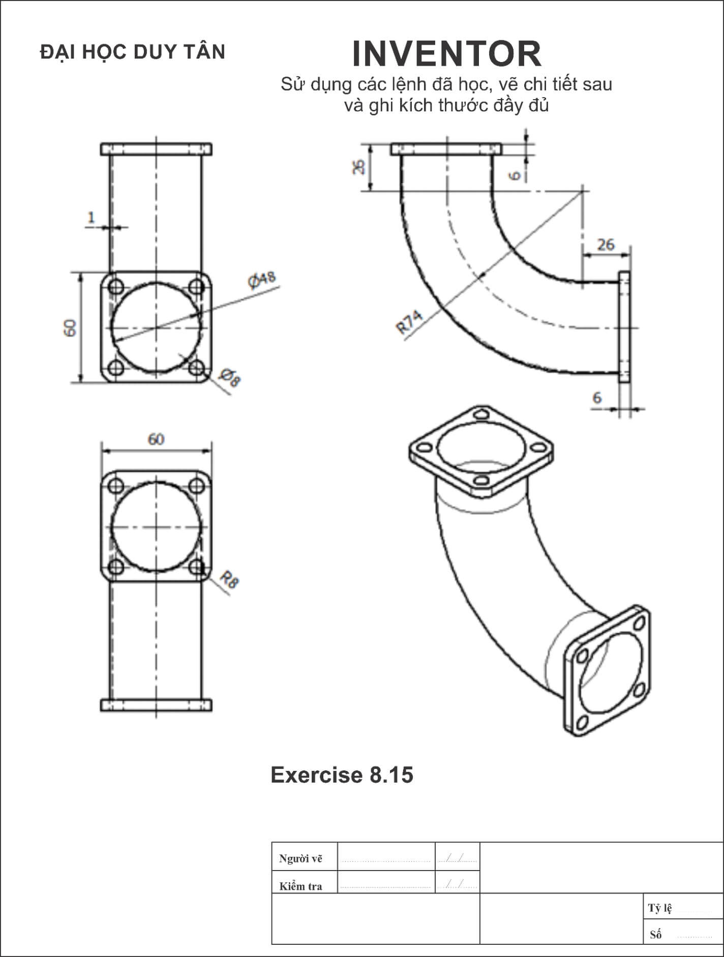 Bài tập vẽ 3D bằng phần mềm Inventor